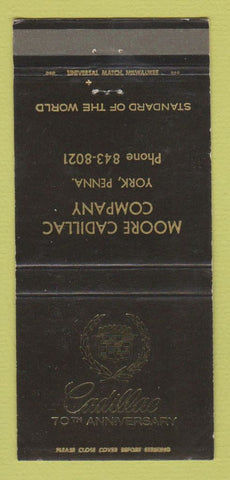 Matchbook Cover - Moore Cadillac York PA 30 Strike