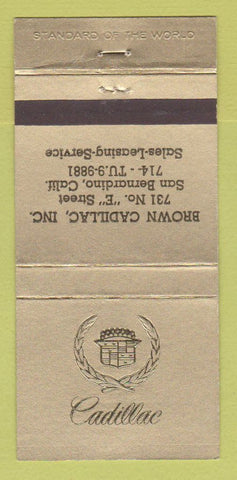 Matchbook Cover - Brown Cadillac San Bernardino CA 30 Strike