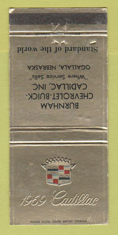 Matchbook Cover 1969 Cadillac Burnham Buick Chevrolet Ogallala NE WEAR 30 Strike