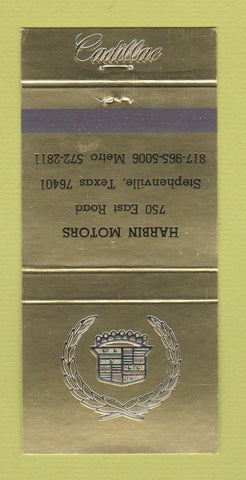 Matchbook Cover - Harbin Motors Cadillac Stephenville TX 30 Strike