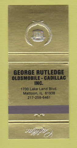 Matchbook Cover - George Rutledge Cadillac Oldsmobile Mattoon IL 30 Strike