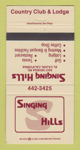 Matchbook Cover - Singing Hills Country Club El Cajon CA WEAR 30 Strike