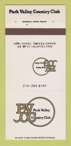Matchbook Cover - Park Valley Country Club Grand Prairie TX 30 Strike