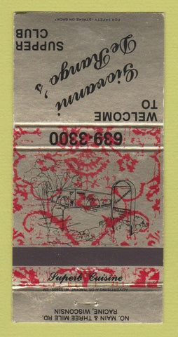 Matchbook Cover - Giovanni DeRango's Supper Club Racine WI 30 Strike