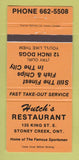Matchbook Cover - Hutch's Restaurant Hamilton ON ORANGE WEAR 30 Strike