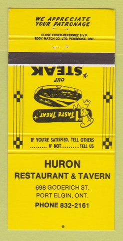 Matchbook Cover - Huron Restaurant Tavern Port Elgin ON 30 Strike