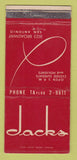 Matchbook Cover - Jacks Restaurant San Antonio TX 30 Strike