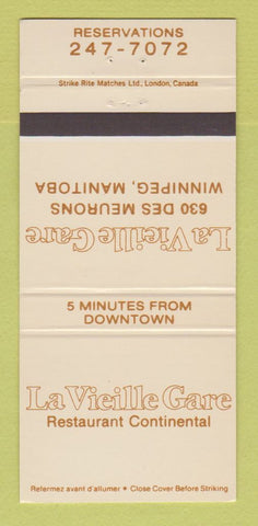Matchbook Cover - La Vieille Gare Winnipeg MB 30 Strike
