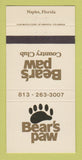 Matchbook Cover - Bear's Paw Country Club Naples FL 30 Strike