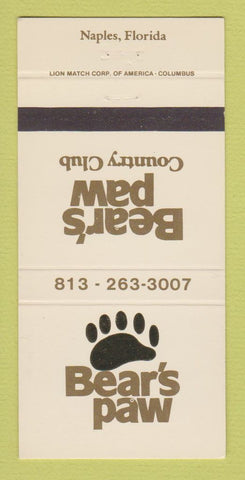 Matchbook Cover - Bear's Paw Country Club Naples FL 30 Strike