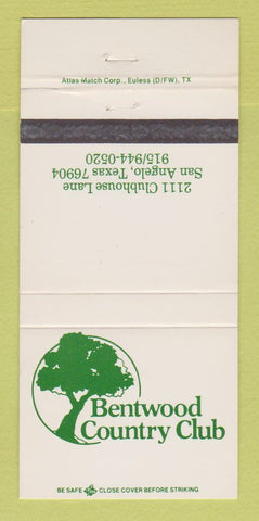 Matchbook Cover - Bentwood Country Club San Angelo TX 30 Strike