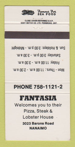 Matchbook Cover - Fantasia Restaurant Pizza Nanaimo BC 30 Strike
