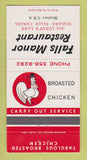 Matchbook Cover - Falls Manor Restaurant Niagara Falls ON chicken 30 Strike