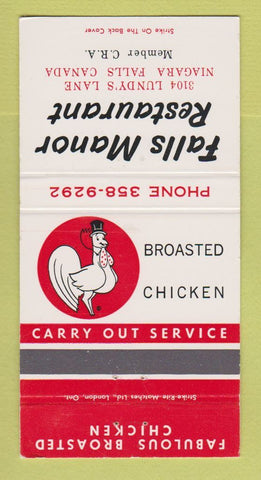 Matchbook Cover - Falls Manor Restaurant Niagara Falls ON chicken 30 Strike