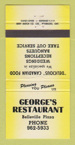 Matchbook Cover - George's Restaurant Belleville? ON WEAR 30 Strike