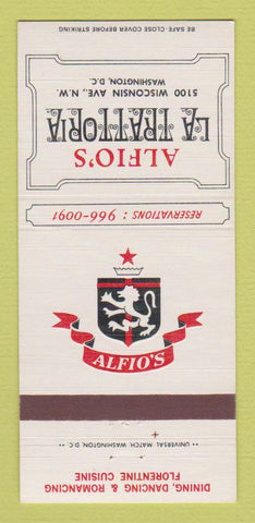 Matchbook Cover - Alfio's La Trattoria Washington DC restaurant 30 Strike