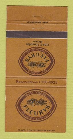 Matchbook Cover - Fleurys Restaurant Denver Colorado WEAR 30 Strike