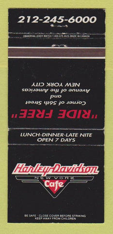 Matchbook Cover - Harley Davidson Cafe New York City Motorcycles 30 Strike