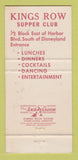 Matchbook Cover - Kings Row Anaheim CA Restaurant 30 Strike