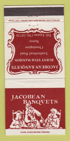 Matchbook Cover - Jocobean Banquets Chessington Surrey UK England 30 Strike