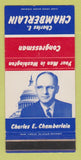 Matchbook Cover - Charles Chamberlain Congress Election WEAR 30 Strike