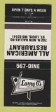 Matchbook Cover - Larry G's Restaurant St Louis MO 30 Strike