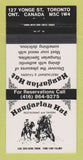 Matchbook Cover - Hungarian Hut Restaurant Toronto ON 30 Strike