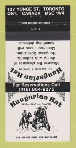 Matchbook Cover - Hungarian Hut Restaurant Toronto ON 30 Strike