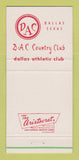 Matchbook Cover - Dallas Athletic Club TX 30 Strike