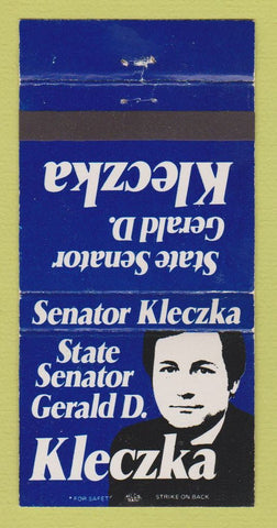 Matchbook Cover - State Senator Gerald Kleczka Election Milwaukee WI 30 Strike