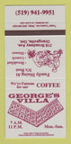 Matchbook Cover - George's Villa Restaurant Orangeville ON SAMPLE 30 Strike