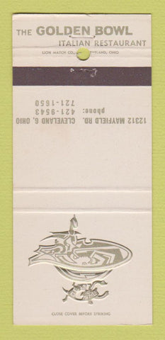 Matchbook Cover - The Golden Bowl Italian Restaurant Cleveland OH 30 Strike