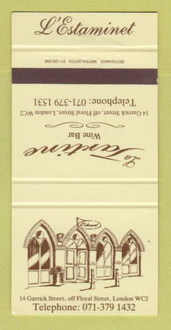 Matchbook Cover - La Tartine Wine Bar London UK England 30 Strike