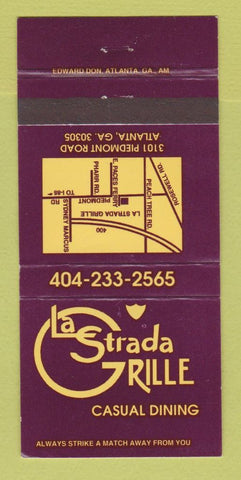 Matchbook Cover - La Strada Grille Atlanta GA 30 Strike