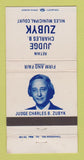Matchbook Cover - Judge Charles Zubyk Niles OH Election 30 Strike
