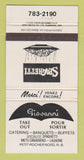 Matchbook Cover - Giovanni Restaurant Italian Petit Rocher Nord NB 30 Strike