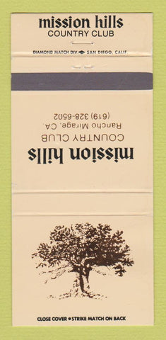 Matchbook Cover - Mission Hills Country Club Rancho Mirage CA 30 Strike