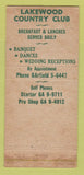 Matchbook Cover - Lakewood Country Club CA 30 Strike