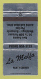 Matchbook Cover - La Malfa Party Center WEAR 30 Strike