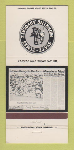 Matchbook Cover - State Times Newspaper Baton Rouge LA LSU Football 30 Strike