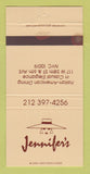 Matchbook Cover - Jennifer's New York City Italian Restaurant WEAR 30 Strike