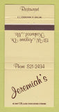 Matchbook Cover - Jeremiah's Restaurant Kirkwood MO 30 Strike