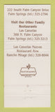 Matchbook Cover - Las Casuelas Terraza Palm Springs CA Rancho Mirage 30 Strike