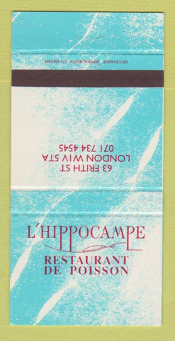 Matchbook Cover - L'Hippocampe Restaurnt De Poisson London UK 30 Strike