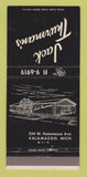 Matchbook Cover - Jack Thurman's Restaurant Kalamazoo MI 30 Strike