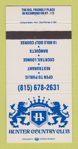 Matchbook Cover - Hunter Country Club Richmond ON 30 Strike