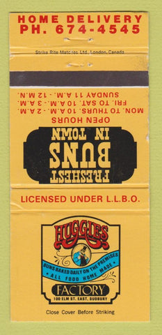 Matchbook Cover - Huggies Factory Restaurant Sudbury ON WEAR 30 Strike