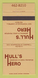 Matchbook Cover - Hull's Hero Sandwiches  30 Strike