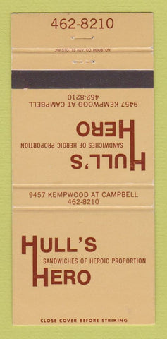 Matchbook Cover - Hull's Hero Sandwiches  30 Strike