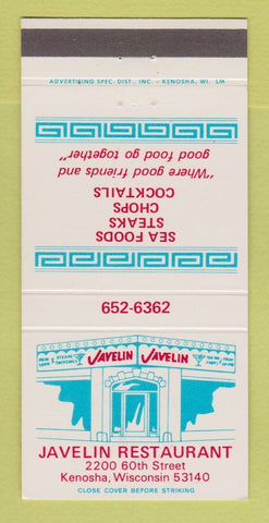 Matchbook Cover - Javelin Restaurant Kenosha WI Greek 30 Strike